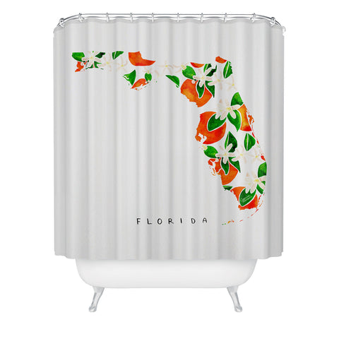Jessica Larson Florida State Flower Orange Shower Curtain