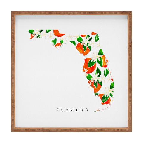 Jessica Larson Florida State Flower Orange Square Tray