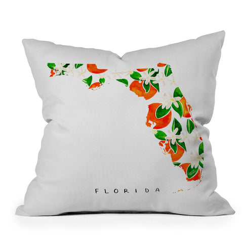 Jessica Larson Florida State Flower Orange Outdoor Throw Pillow