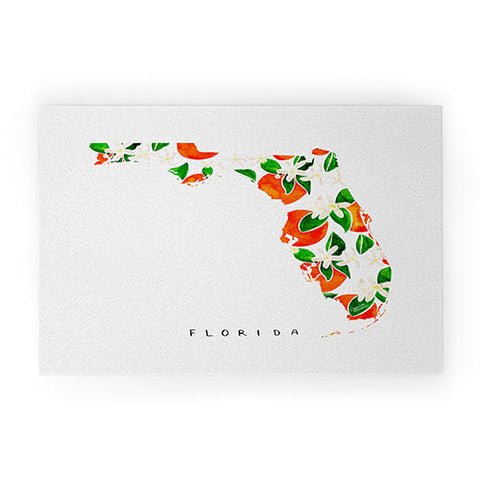 Jessica Larson Florida State Flower Orange Welcome Mat