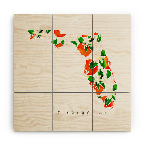 Jessica Larson Florida State Flower Orange Wood Wall Mural