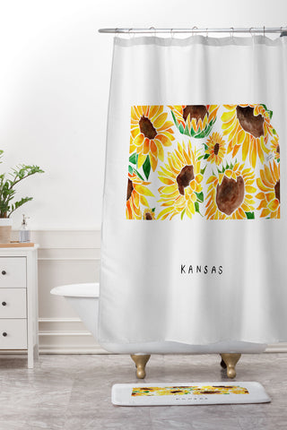 Jessica Larson Kansas State Sunflowers Shower Curtain And Mat