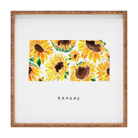 Jessica Larson Kansas State Sunflowers Square Tray