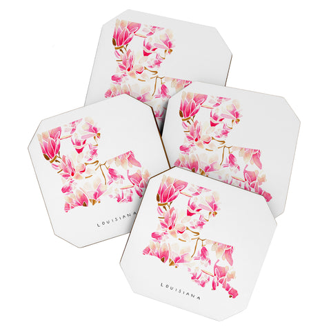 Jessica Larson Louisiana State Flower Magnolias Coaster Set