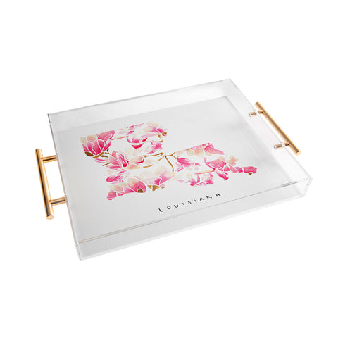 Jessica Larson Louisiana State Flower Magnolias Acrylic Tray