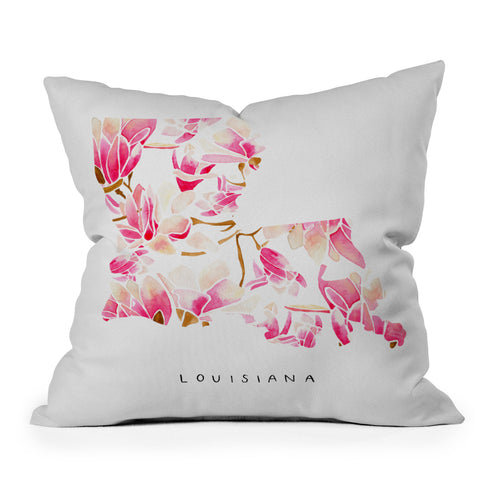 Jessica Larson Louisiana State Flower Magnolias Throw Pillow
