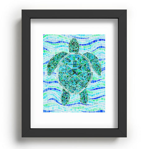 Jessica Larson Mosaic Watercolor Sea Turtle Recessed Framing Rectangle