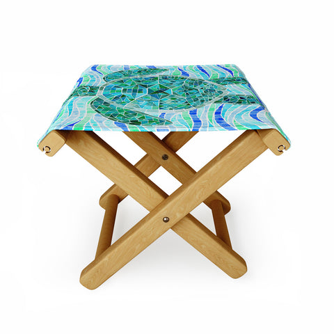 Jessica Larson Mosaic Watercolor Sea Turtle Folding Stool
