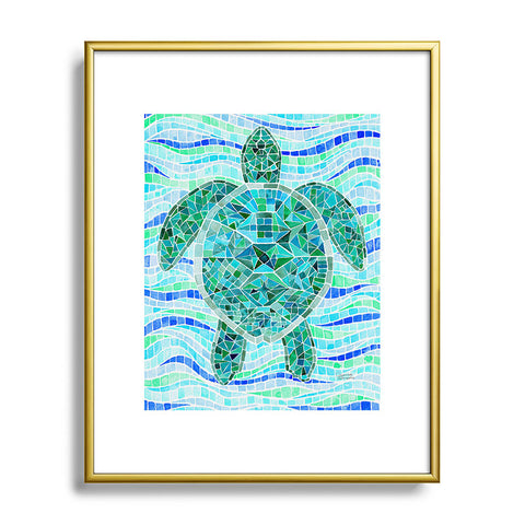 Jessica Larson Mosaic Watercolor Sea Turtle Metal Framed Art Print