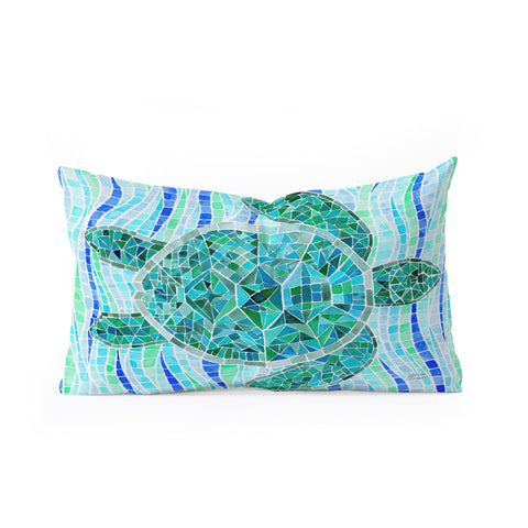 Jessica Larson Mosaic Watercolor Sea Turtle Oblong Throw Pillow