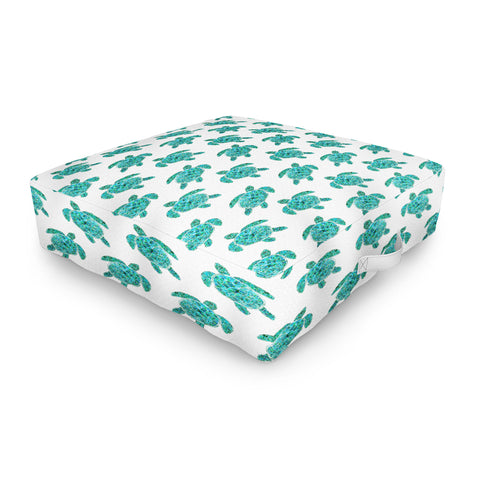 Jessica Larson Mosaic Watercolor Sea Turtle Outdoor Floor Cushion