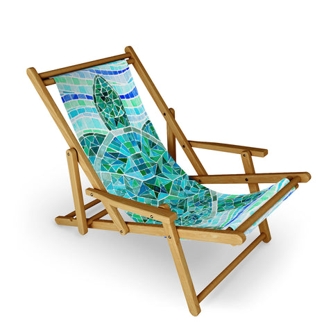 Jessica Larson Mosaic Watercolor Sea Turtle Sling Chair