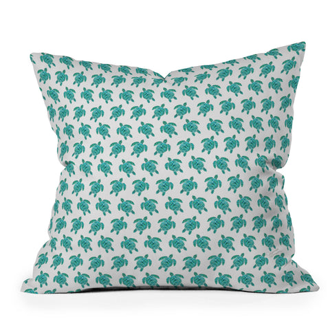 Jessica Larson Mosaic Watercolor Sea Turtle Outdoor Throw Pillow