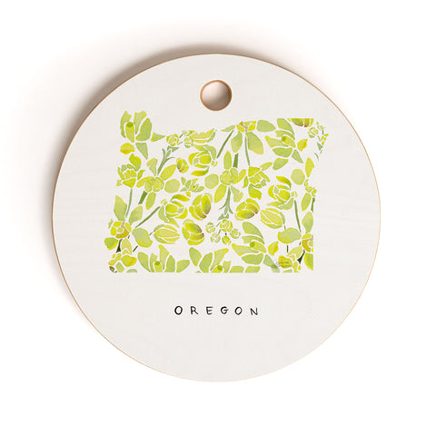 Jessica Larson Oregon State Flower Tall Oregon Cutting Board Round
