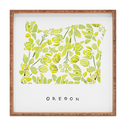 Jessica Larson Oregon State Flower Tall Oregon Square Tray