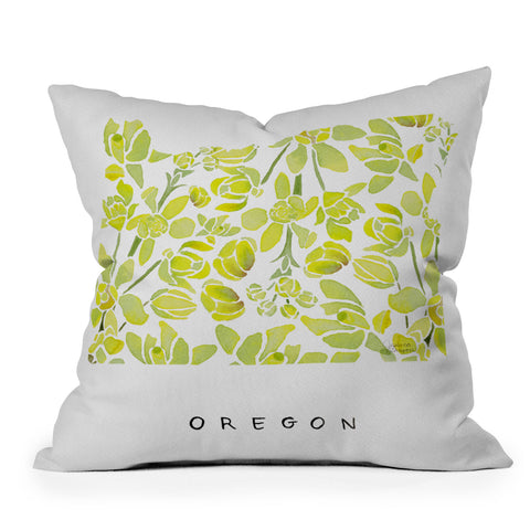 Jessica Larson Oregon State Flower Tall Oregon Outdoor Throw Pillow