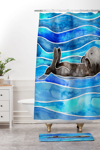 Jessica Larson Sea Otter Shower Curtain And Mat