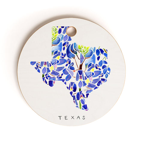 Jessica Larson Texas State Bluebonnets Cutting Board Round
