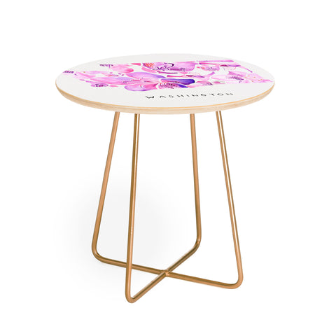 Jessica Larson Washington State Rhododendron Round Side Table