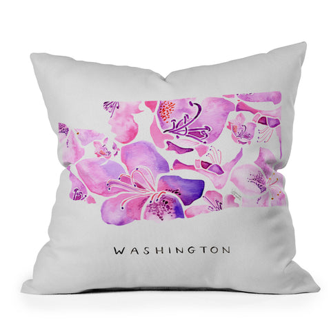 Jessica Larson Washington State Rhododendron Throw Pillow