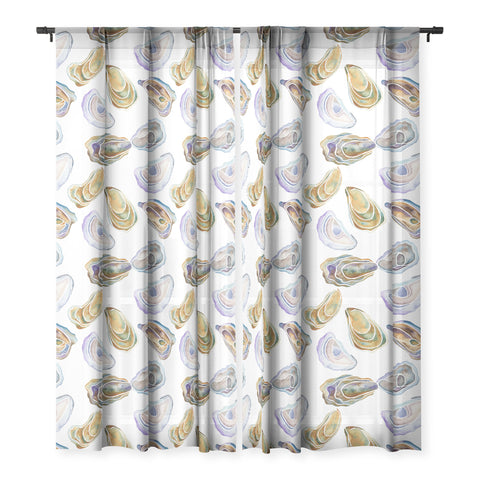 Jessica Larson Watercolor Oysters Sheer Window Curtain