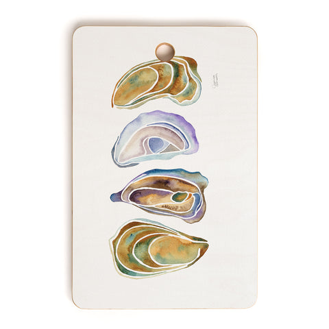 Jessica Larson Watercolor Oysters Cutting Board Rectangle
