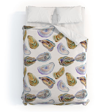 Jessica Larson Watercolor Oysters Duvet Cover