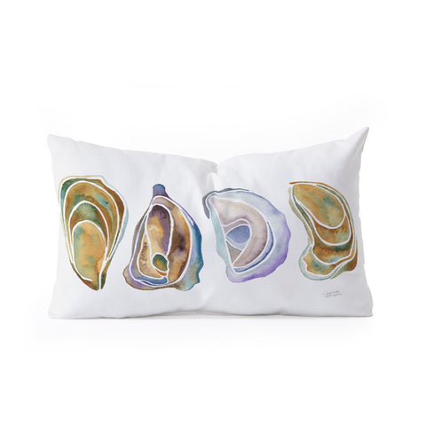 Jessica Larson Watercolor Oysters Oblong Throw Pillow