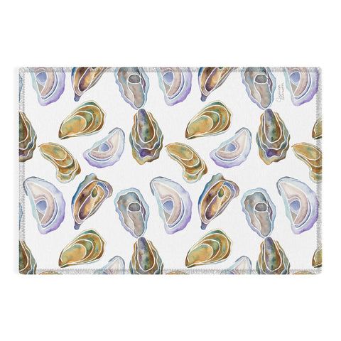 Jessica Larson Watercolor Oysters Outdoor Rug