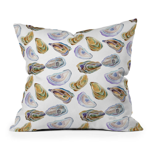 Jessica Larson Watercolor Oysters Throw Pillow