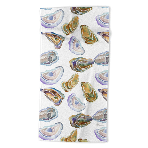 Jessica Larson Watercolor Oysters Beach Towel