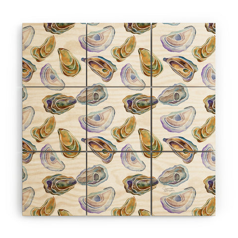 Jessica Larson Watercolor Oysters Wood Wall Mural
