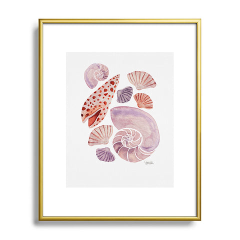 Jessica Larson Watercolor Seashells I Metal Framed Art Print