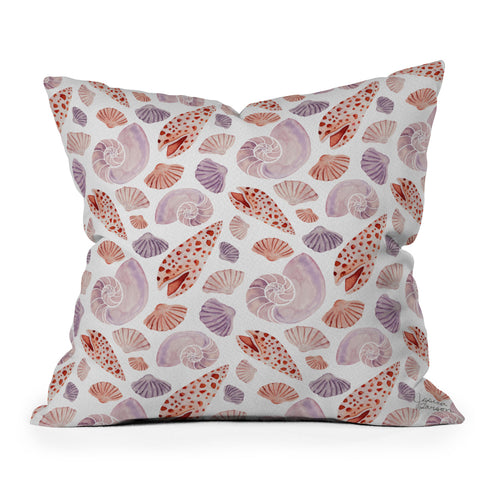 Jessica Larson Watercolor Seashells I Throw Pillow