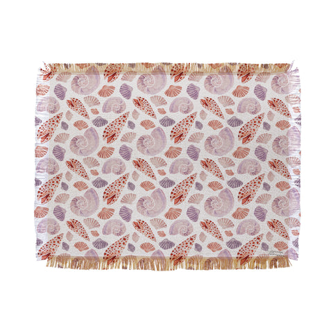 Jessica Larson Watercolor Seashells I Throw Blanket