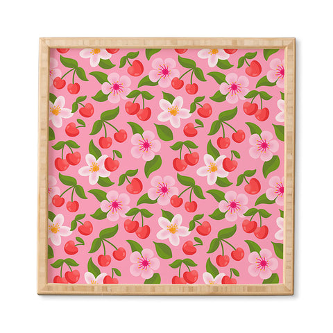 Jessica Molina Cherry Pattern on Pink Framed Wall Art