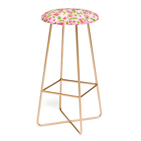 Jessica Molina Cherry Pattern on Pink Bar Stool