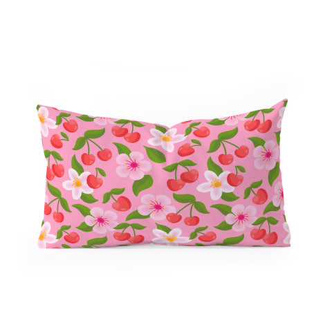 Jessica Molina Cherry Pattern on Pink Oblong Throw Pillow