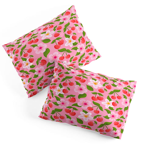 Jessica Molina Cherry Pattern on Pink Pillow Shams