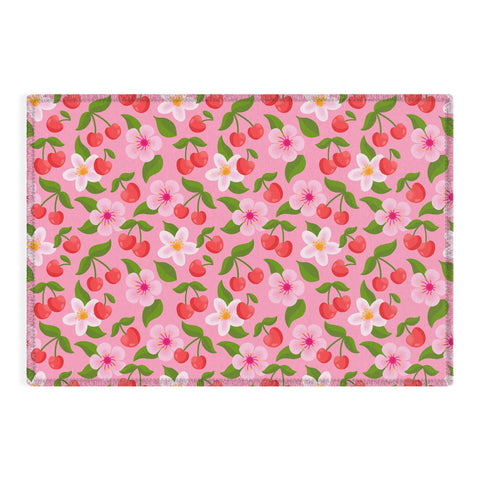 Jessica Molina Cherry Pattern on Pink Outdoor Rug