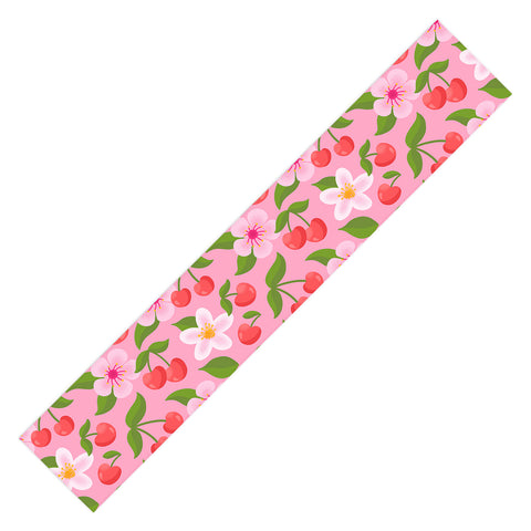 Jessica Molina Cherry Pattern on Pink Table Runner