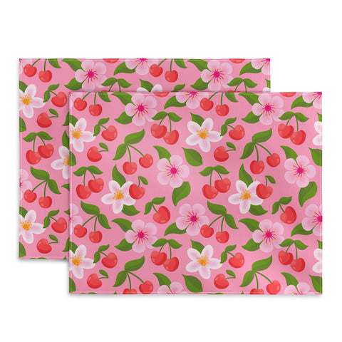 Jessica Molina Cherry Pattern on Pink Placemat