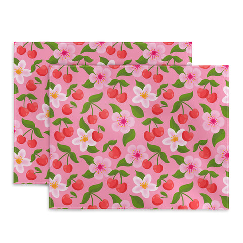 Jessica Molina Cherry Pattern on Pink Placemat