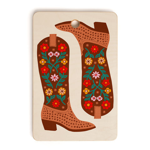 Jessica Molina Cowgirl Boots Bright Multicolor Cutting Board Rectangle