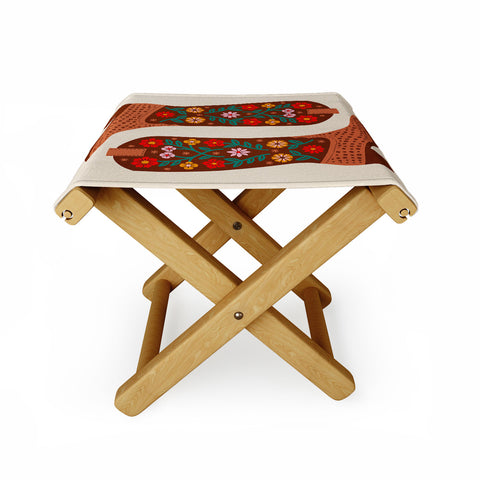 Jessica Molina Cowgirl Boots Bright Multicolor Folding Stool