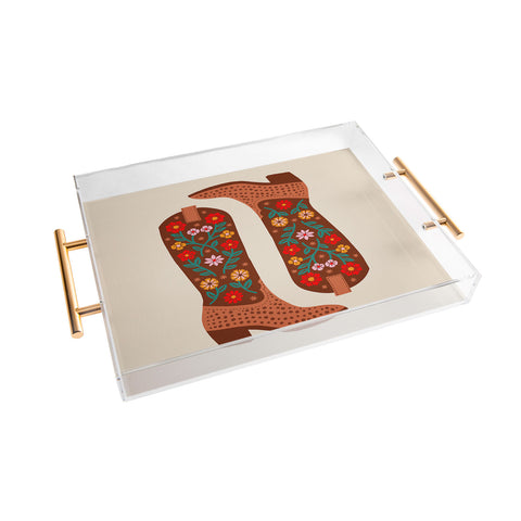 Jessica Molina Cowgirl Boots Bright Multicolor Acrylic Tray
