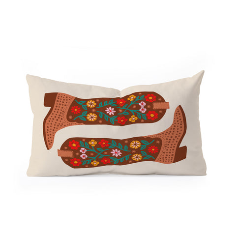 Jessica Molina Cowgirl Boots Bright Multicolor Oblong Throw Pillow