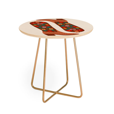 Jessica Molina Cowgirl Boots Bright Multicolor Round Side Table