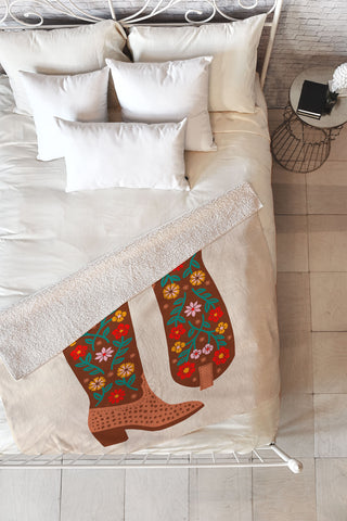 Jessica Molina Cowgirl Boots Bright Multicolor Fleece Throw Blanket