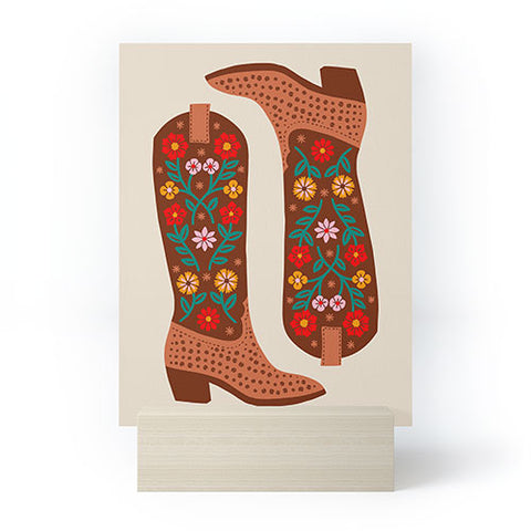 Jessica Molina Cowgirl Boots Bright Multicolor Mini Art Print